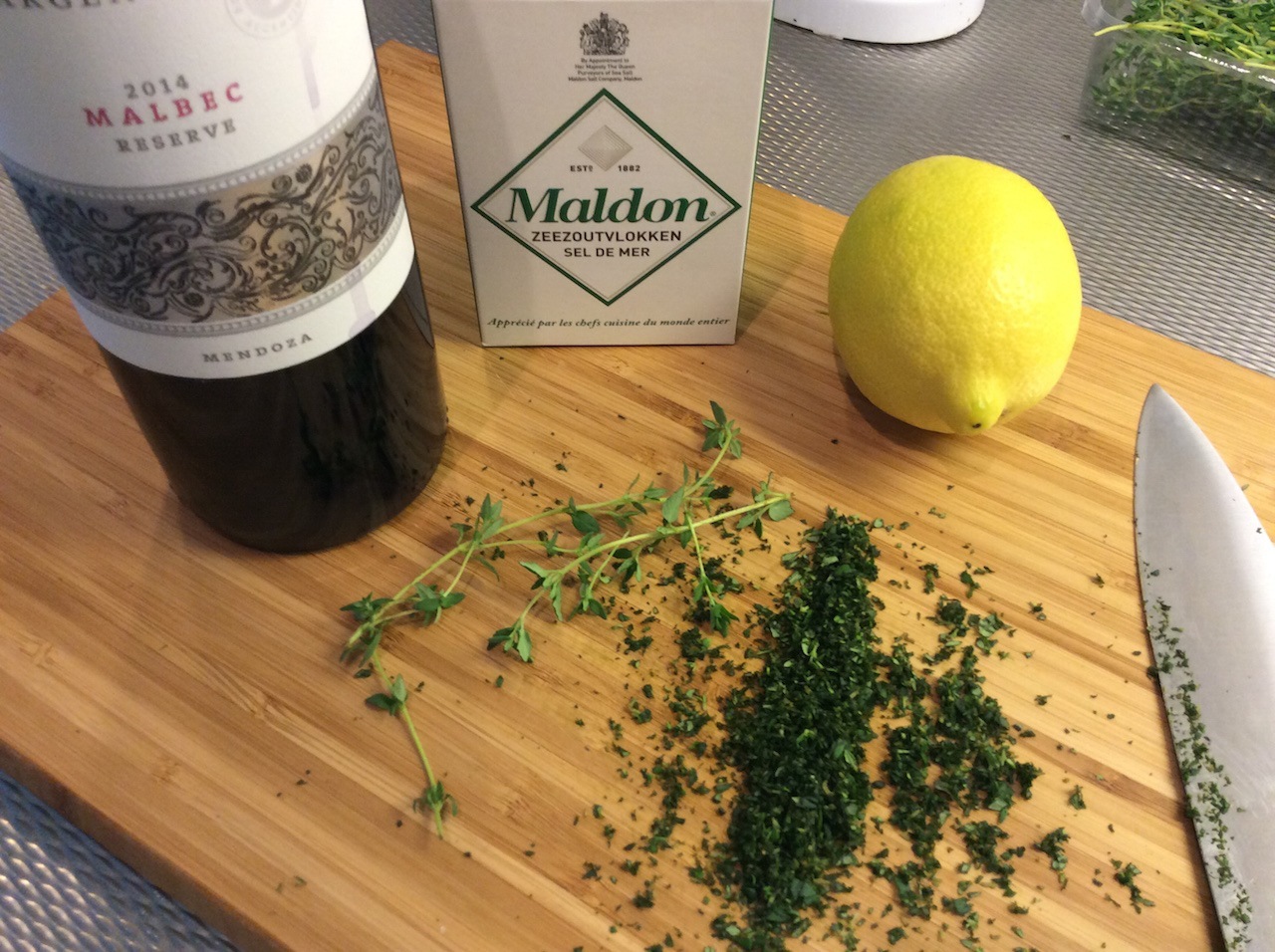 The basic ingredients are wine and salt. You can add herbs and zests if you want to add some extra flavor.